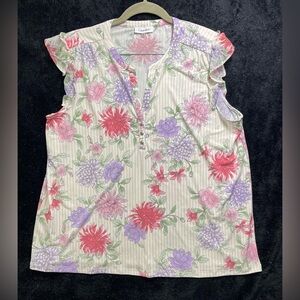 Calvin Klein Pink and Purple Floral Blouse